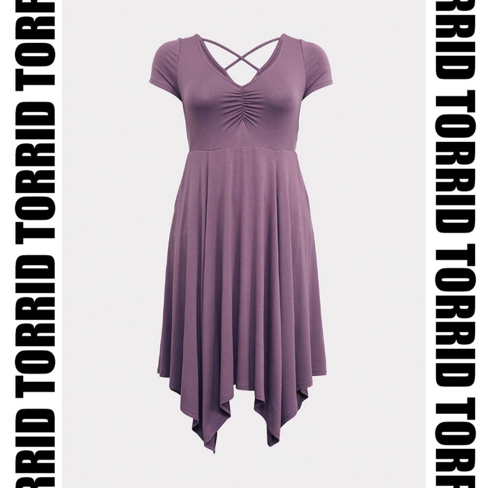 Torrid - Mauve Jersey Strappy Handkerchief Dress